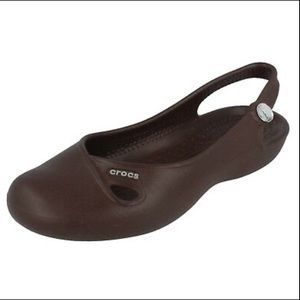Near New! CROCS Sz 6 Brown Slingback Ballet Flats